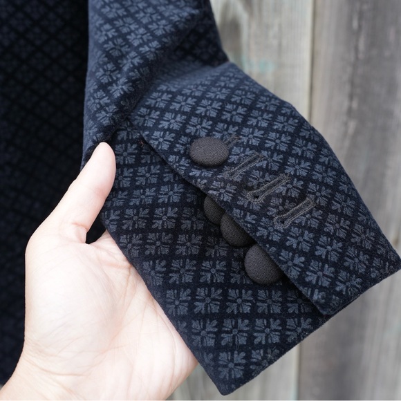 CLUB MONACO BLUE VELVET RELAXED DOUBLE BREASTED TUXEDO BLAZER BLACK LAPEL 2 - Picture 11 of 14